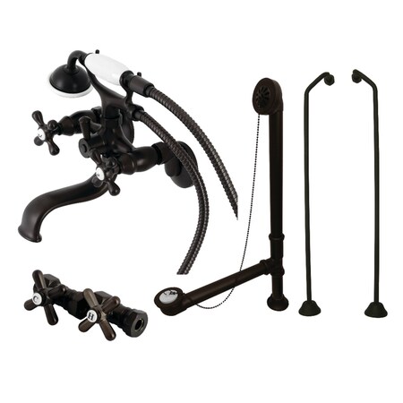 Kingston Brass CCK225ORBD Tub Wall Mount Clawfoot Tub Faucet Package with Supply Line, Oil Rubbed Bronze CCK225ORBD